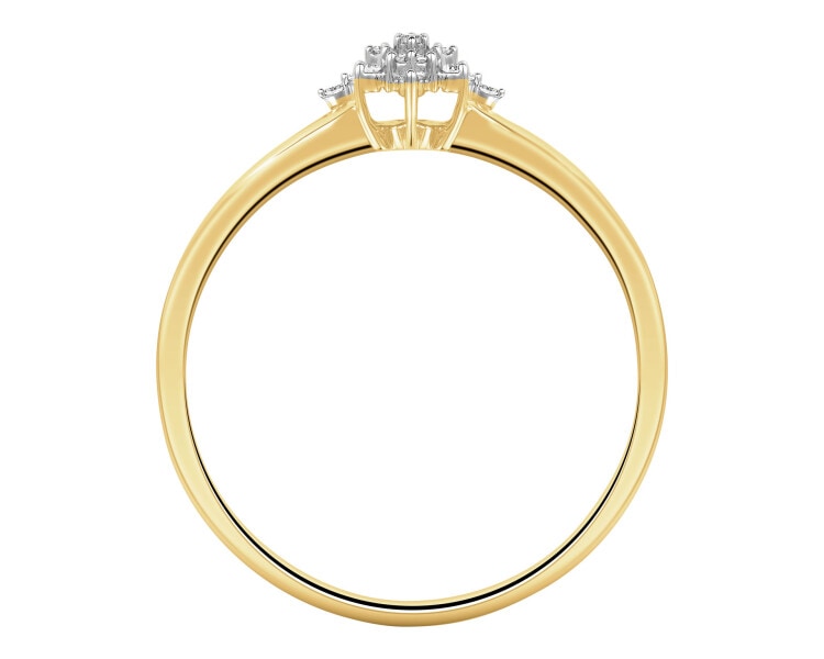 9 K Rhodium-Plated Yellow Gold Ring with Diamonds - 0,04 ct - fineness 9 K