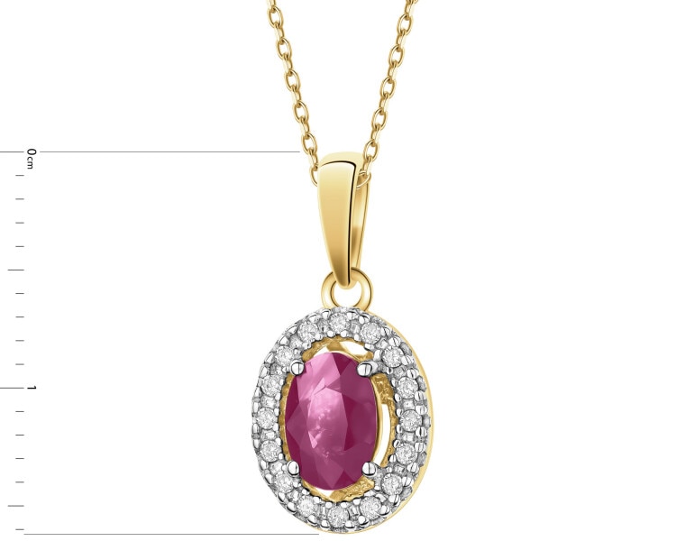 14 K Rhodium-Plated Yellow Gold Pendant - fineness 14 K