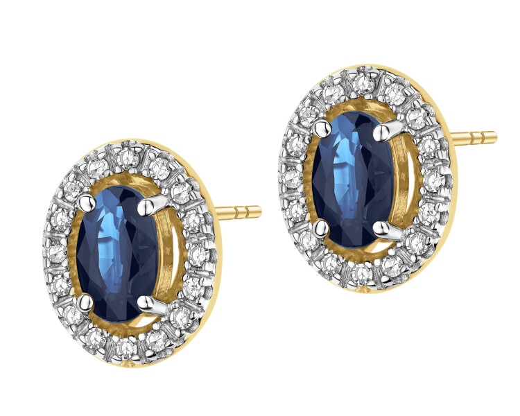 14 K Rhodium-Plated Yellow Gold Earrings  - fineness 14 K