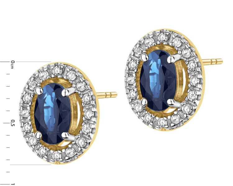 14 K Rhodium-Plated Yellow Gold Earrings - fineness 14 K