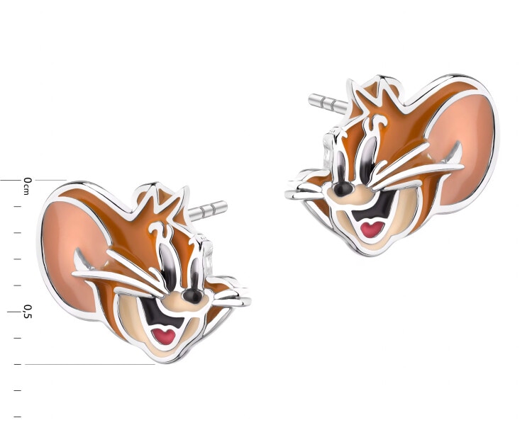 Stříbrné náušnice se smaltem -  Tom and Jerry, Jerry, Warner Bros. Discovery