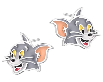 Silver earrings with enamel - Tom and Jerry, Tom, Warner Bros. Discovery