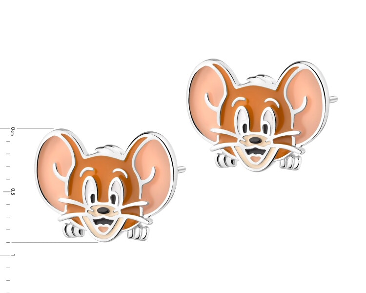 Stříbrné náušnice se smaltem - Tom and Jerry, Jerry, Warner Bros. Discovery