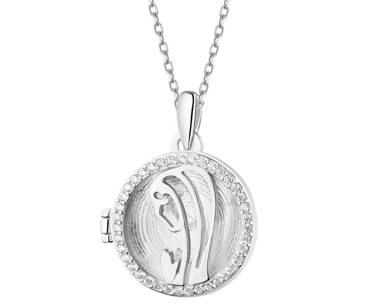 Rhodium Plated Silver Pendant with Cubic Zirconia