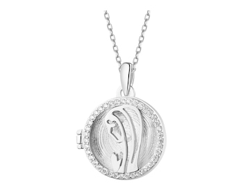 Rhodium Plated Silver Pendant with Cubic Zirconia