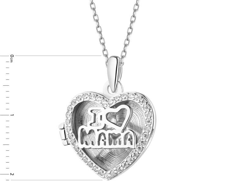 Rhodium Plated Silver Pendant with Cubic Zirconia