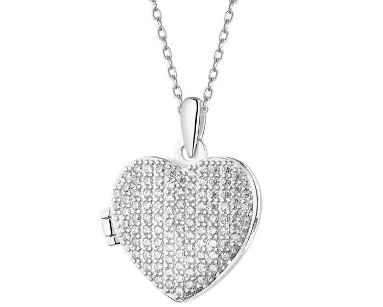 Rhodium Plated Silver Pendant with Cubic Zirconia