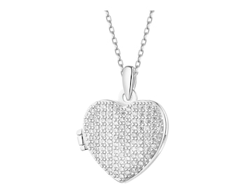 Rhodium Plated Silver Pendant with Cubic Zirconia