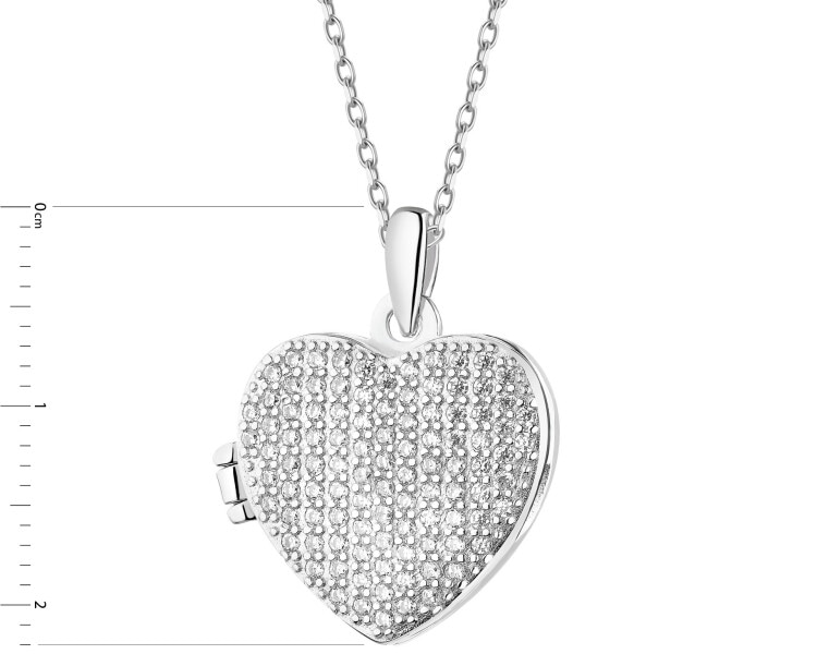 Zawieszka srebrna z cyrkoniami - puzderko - serce