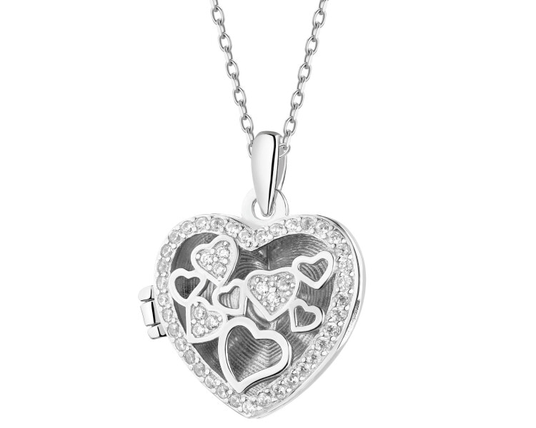 Rhodium Plated Silver Pendant with Cubic Zirconia