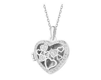 Rhodium Plated Silver Pendant with Cubic Zirconia