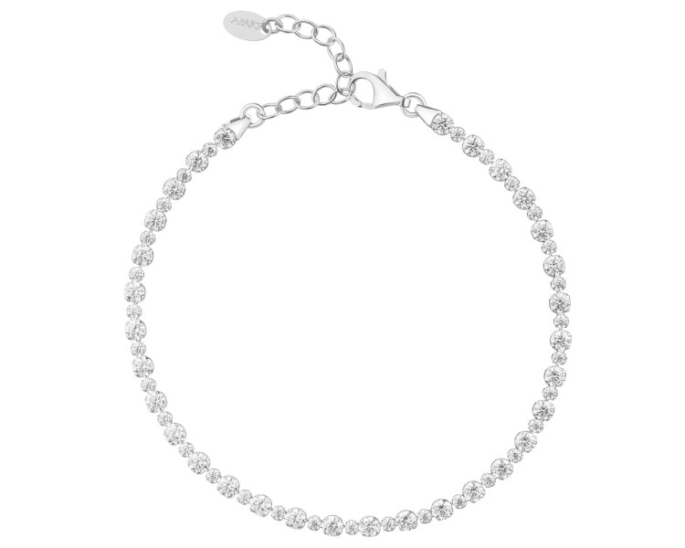 Rhodium Plated Silver Tennis Bracelet with Cubic Zirconia