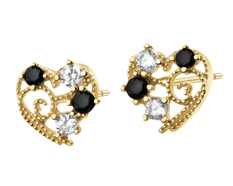 14 K Yellow Gold Earrings with Cubic Zirconia