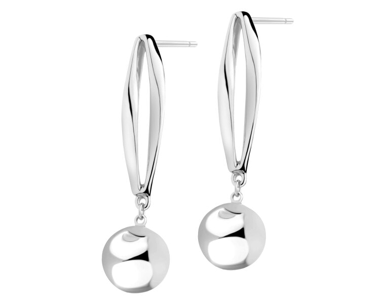 Rhodium-Plated Brass, Rhodium-Plated Silver Dangling Earring 