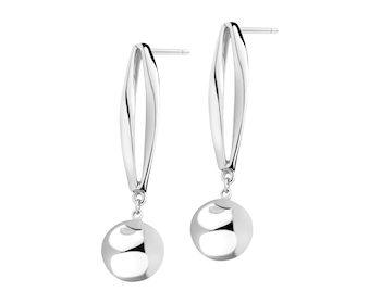 Rhodium-Plated Brass, Rhodium-Plated Silver Dangling Earring