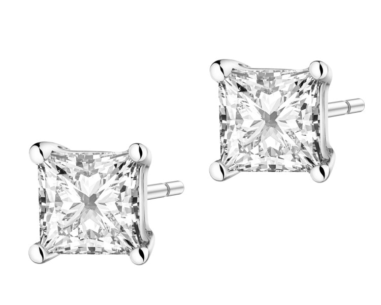 Kolczyki z białego złota z diamentami laboratoryjnymi - 0,62 ct - próba 585