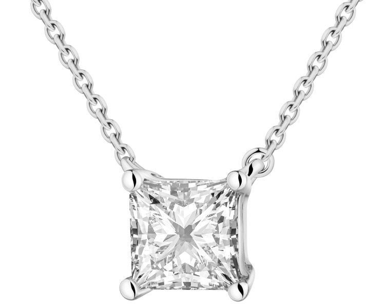 Naszyjnik z białego złota z diamentami laboratoryjnymi - 0,52 ct - próba 585