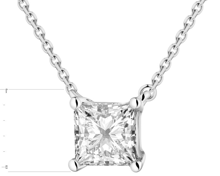 Naszyjnik z białego złota z diamentem laboratoryjnym - 0,52 ct - próba 585