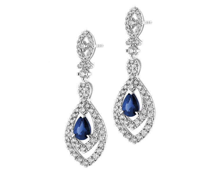 18 K Rhodium-Plated White Gold Dangling Earring  - fineness 18 K