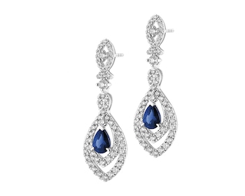 18 K Rhodium-Plated White Gold Dangling Earring  - fineness 18 K