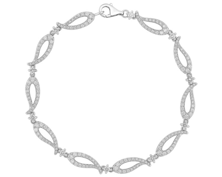 18 K Rhodium-Plated White Gold Bracelet with Diamonds - 1,50 ct - fineness 18 K