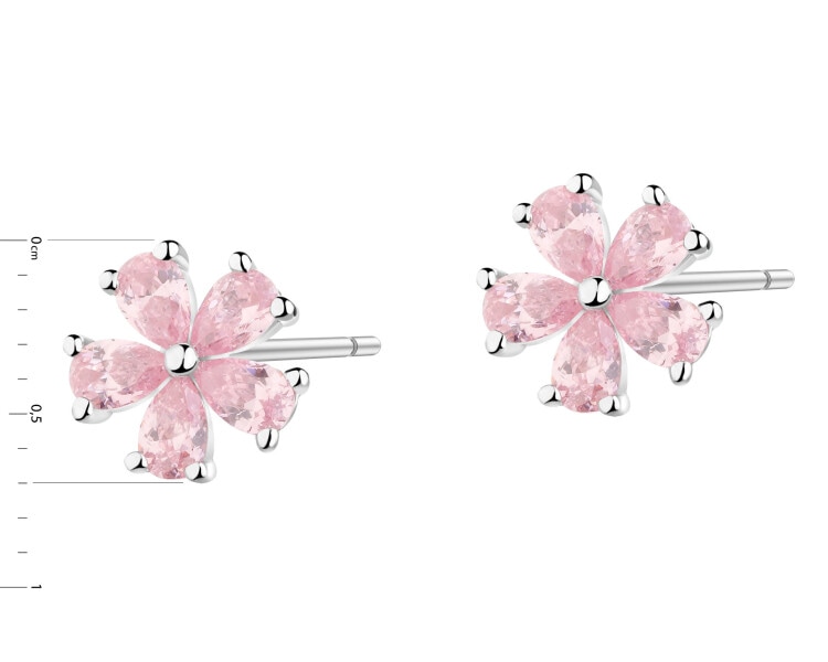 Kolczyki srebrne z cyrkoniami - kwiaty