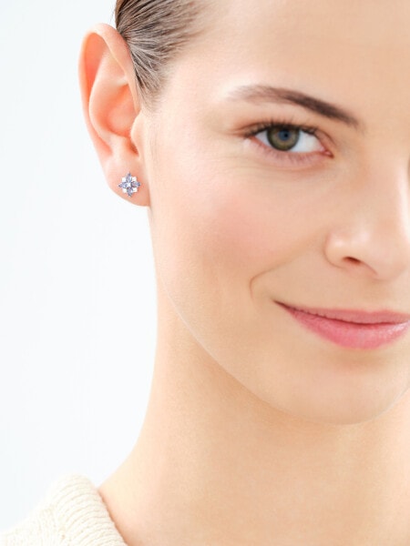 Rhodium Plated Silver Earrings with Cubic Zirconia