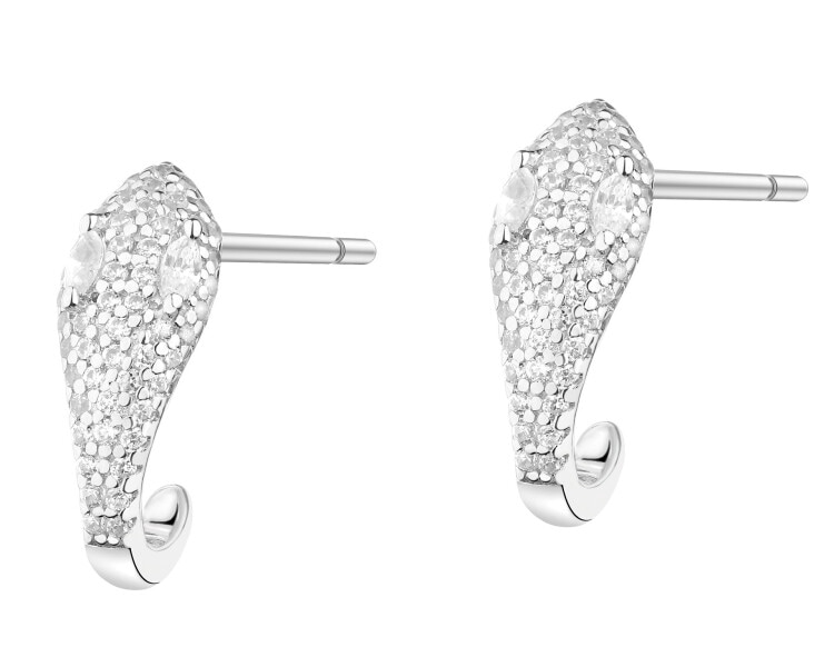 Rhodium Plated Silver Earrings with Cubic Zirconia