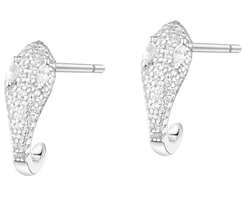 Rhodium Plated Silver Earrings with Cubic Zirconia