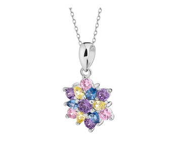 Rhodium Plated Silver Pendant with Cubic Zirconia