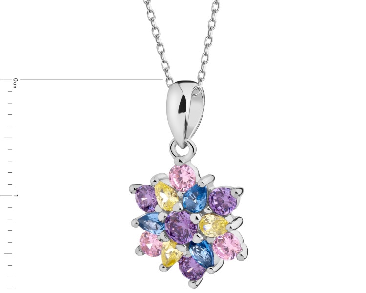 Rhodium Plated Silver Pendant with Cubic Zirconia