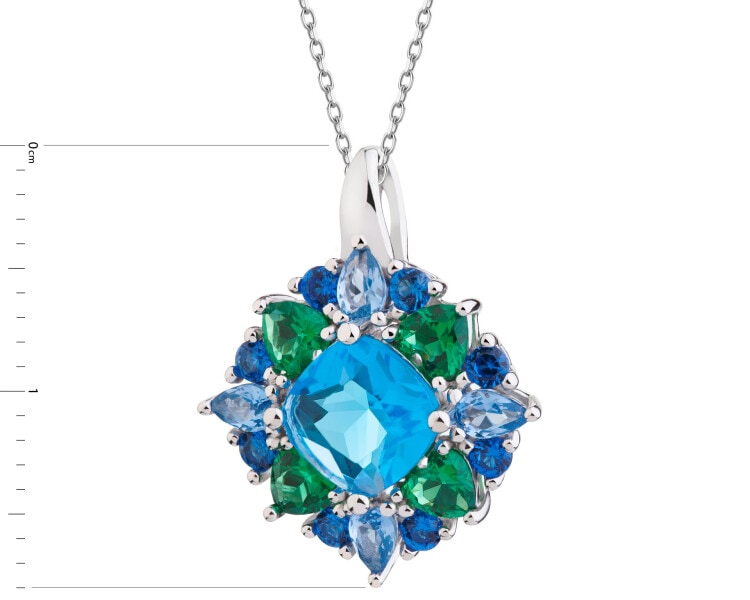 Rhodium Plated Silver Pendant with Cubic Zirconia