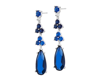 Rhodium Plated Silver Dangling Earring with Cubic Zirconia