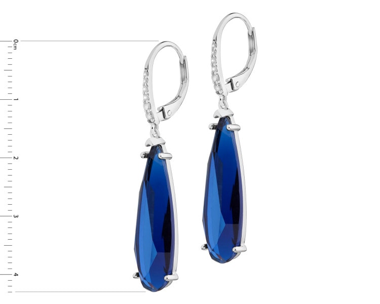 Rhodium Plated Silver Dangling Earring with Cubic Zirconia