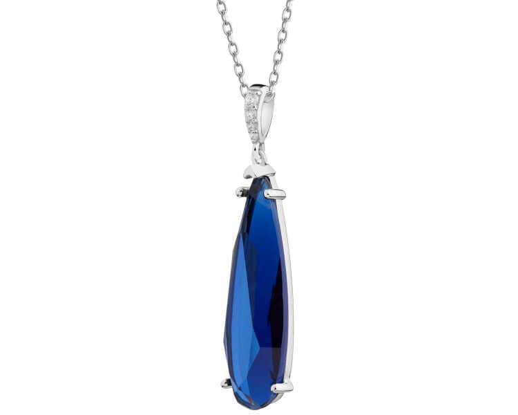 Rhodium Plated Silver Pendant with Cubic Zirconia