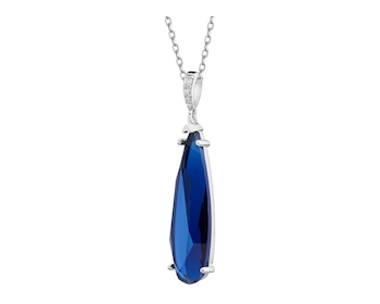 Rhodium Plated Silver Pendant with Cubic Zirconia