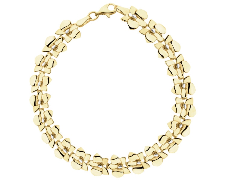 14 K Rhodium-Plated Yellow Gold Bracelet 