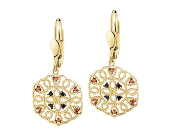 585 Yellow Gold/Black Rhodium Dangling Earring with Cubic Zirconia