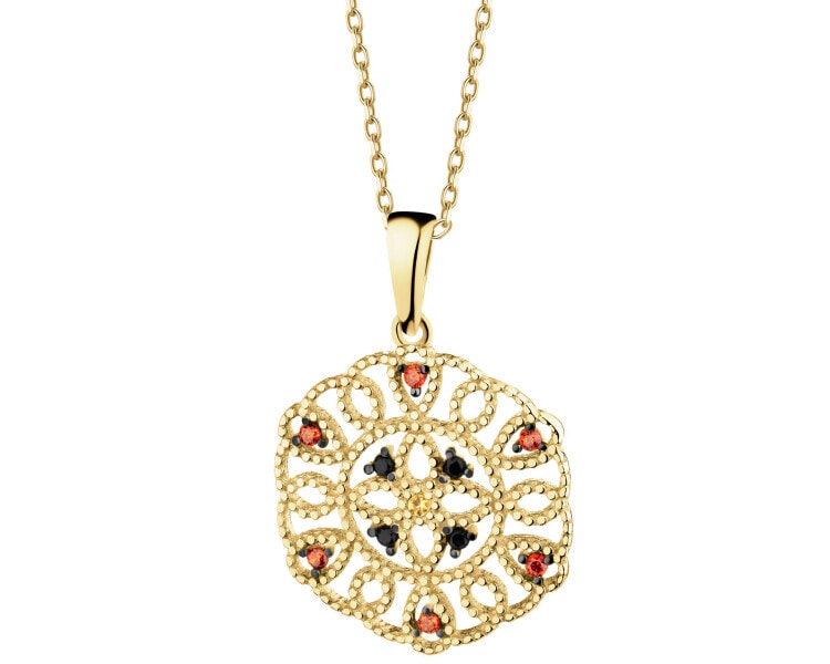 585 Yellow Gold/Black Rhodium Pendant with Cubic Zirconia