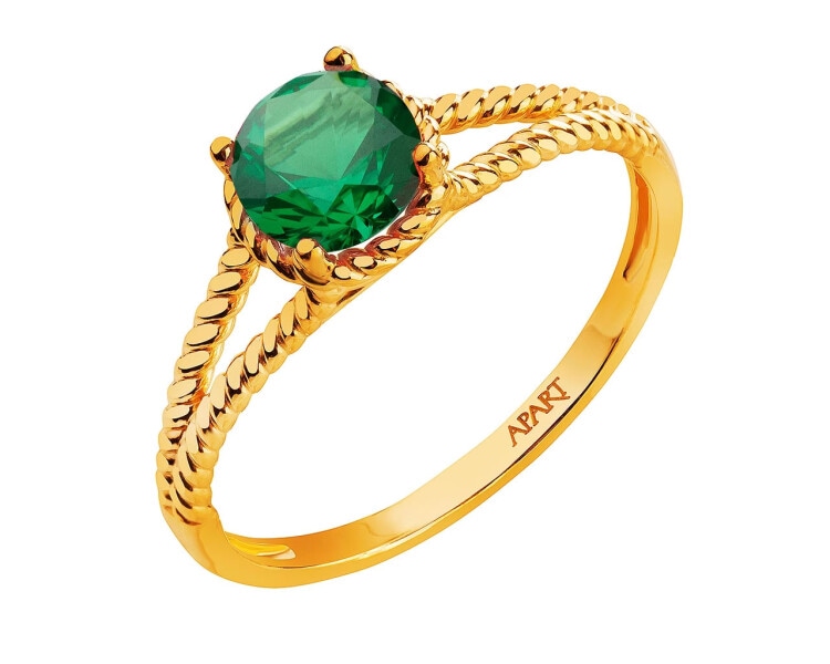 8 K Yellow Gold Ring with Synthetic Emerald