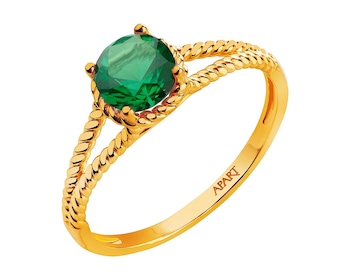 8 K Yellow Gold Ring with Synthetic Emerald