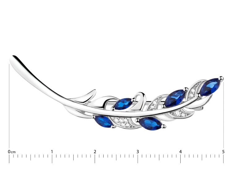 Rhodium Plated Silver Brooch with Cubic Zirconia