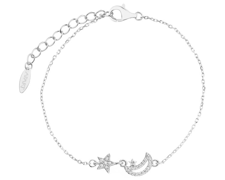 Rhodium Plated Silver Bracelet with Cubic Zirconia