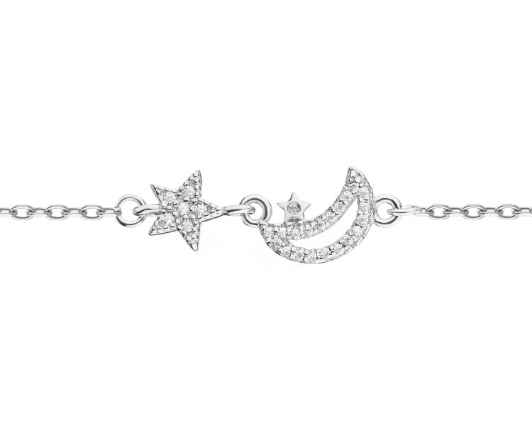 Rhodium Plated Silver Bracelet with Cubic Zirconia