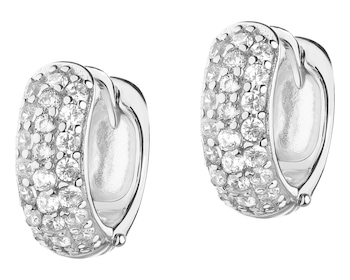 Rhodium Plated Silver Hoop Earring with Cubic Zirconia