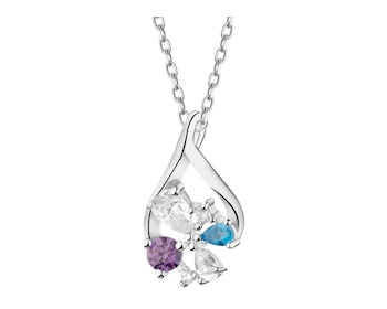 Rhodium Plated Silver Pendant with Cubic Zirconia