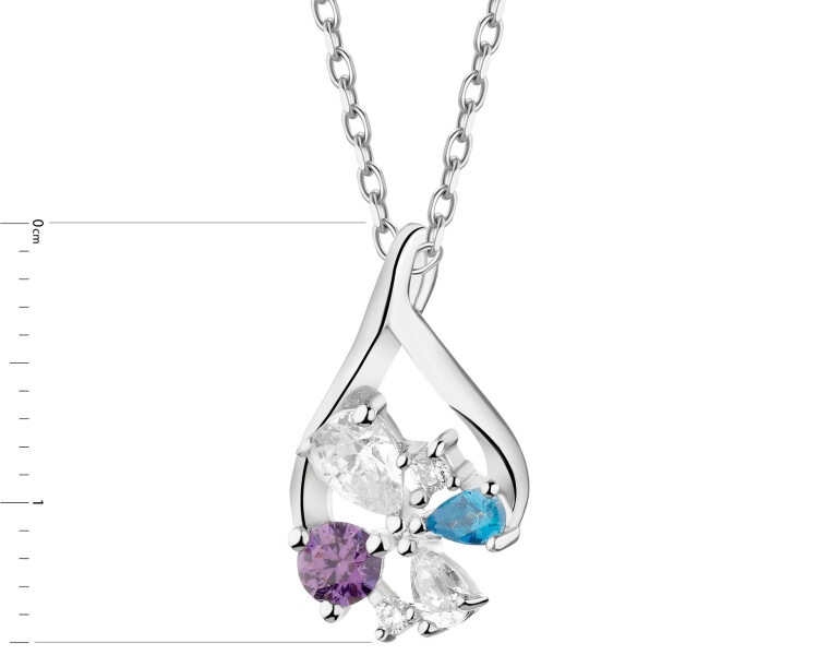 Rhodium Plated Silver Pendant with Cubic Zirconia