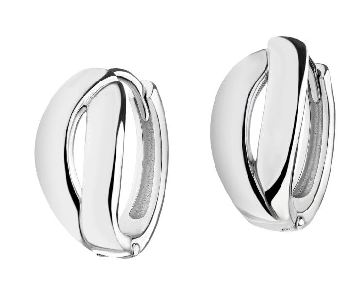 Rhodium Plated Silver Hoop Earring 