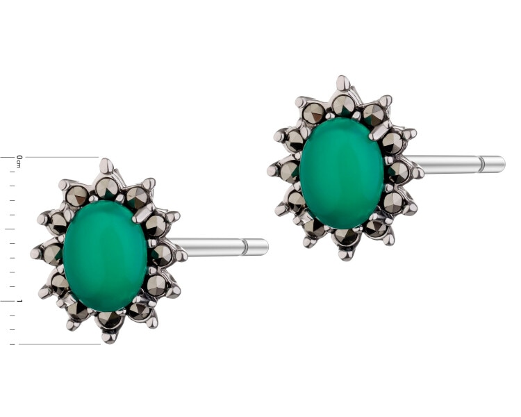 Kolczyki srebrne z agatami i markasytami