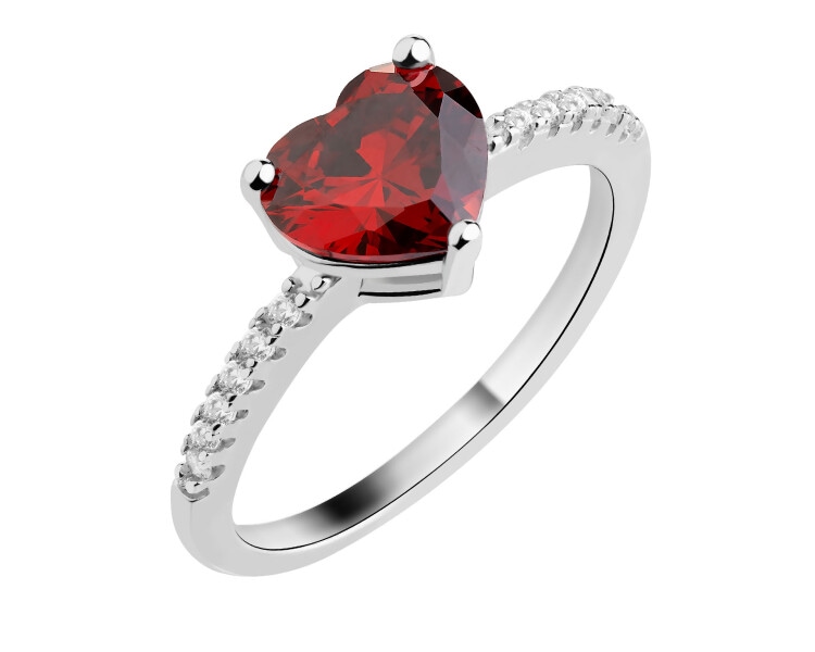 Rhodium Plated Silver Ring with Cubic Zirconia